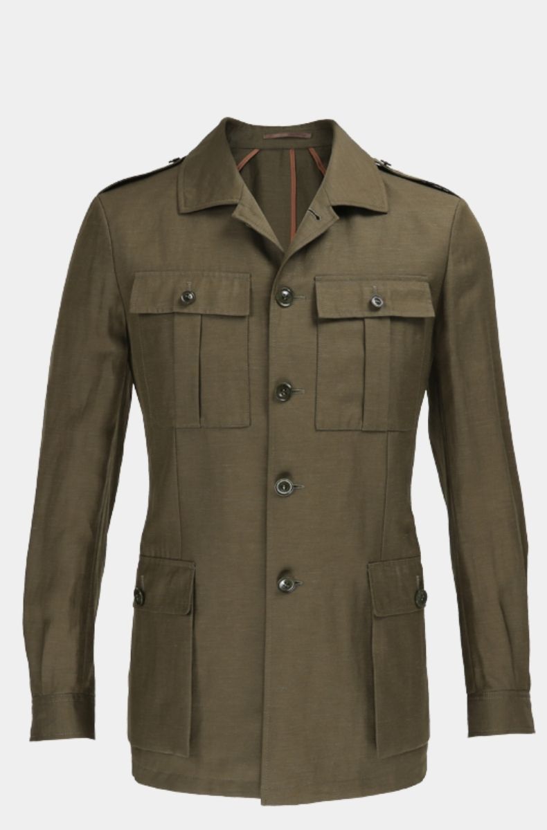 Veste Safari Verte Ceinturée
