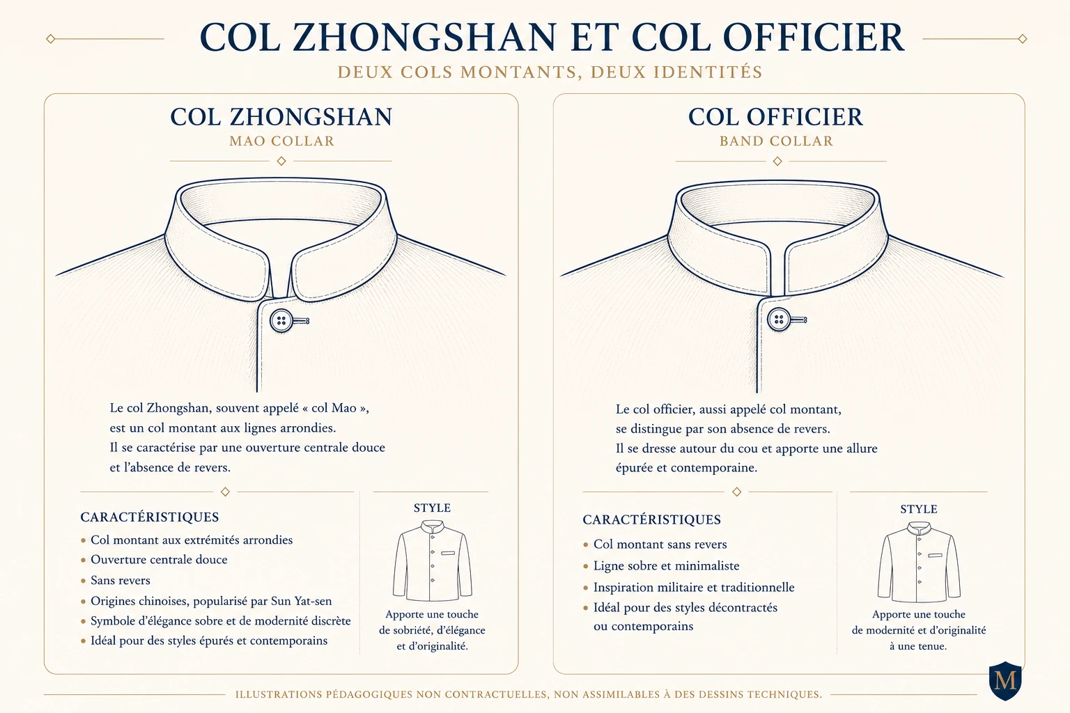 Grande comparaison entre le col Zhongshan et le col officier