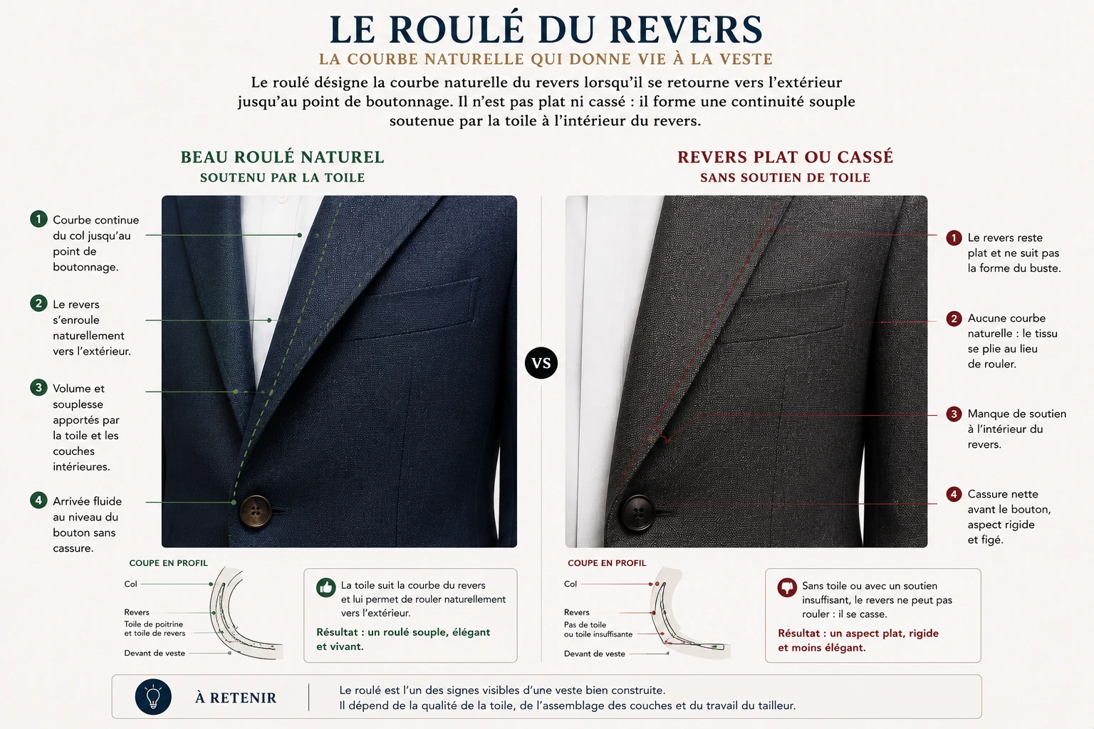 Schéma pédagogique expliquant le roulé naturel d’un revers