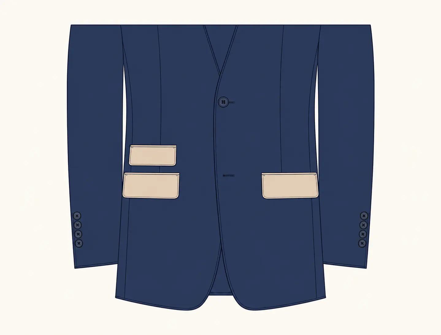 Veste avec poche ticket au-dessus de la poche droite du porteur