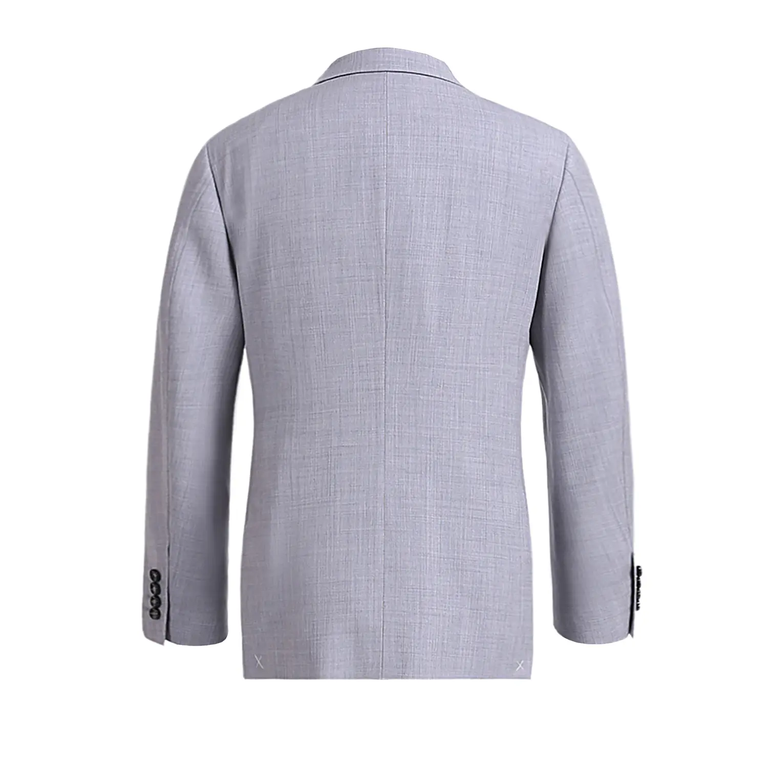 Dos d’une veste avec deux fentes latérales maintenues par des points en X