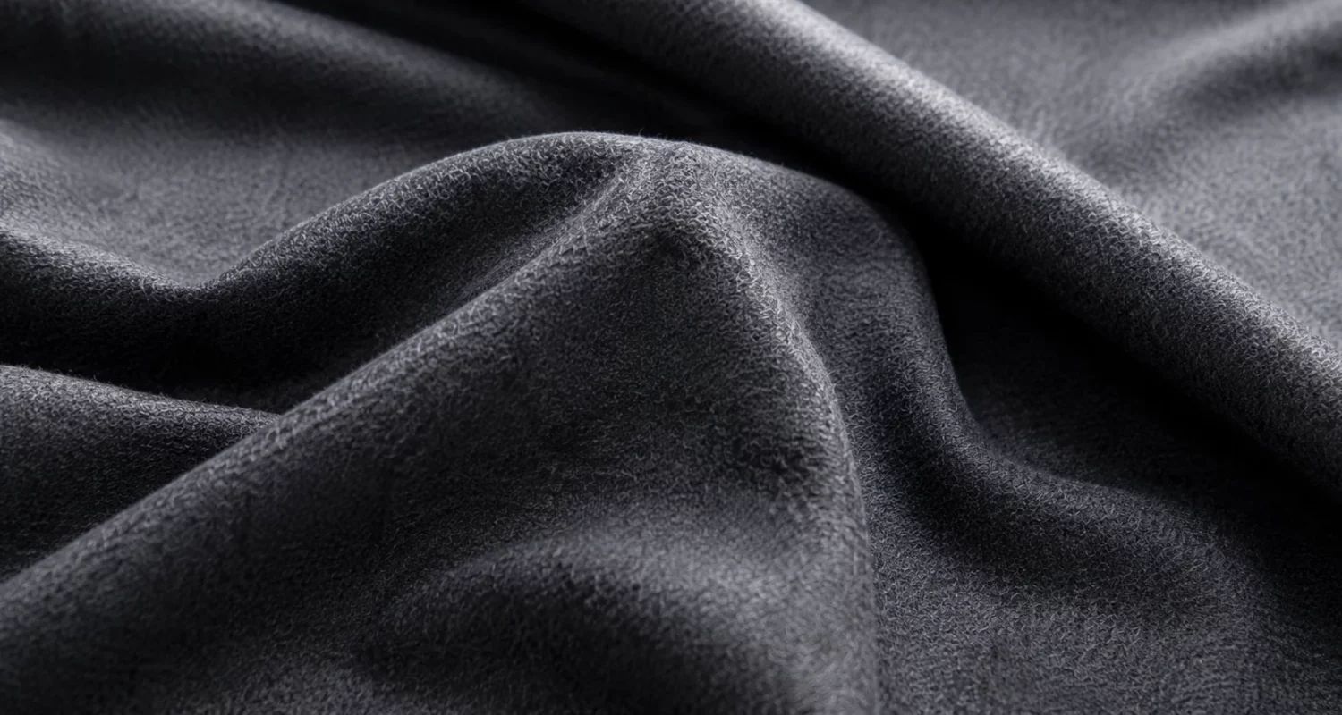 Flanelle de laine gris anthracite drapée, à la texture douce et mate